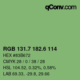 カラーコード: RGB 131.7 182.6 114 | qconv.com