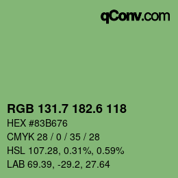 カラーコード: RGB 131.7 182.6 118 | qconv.com