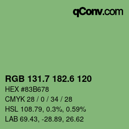 カラーコード: RGB 131.7 182.6 120 | qconv.com