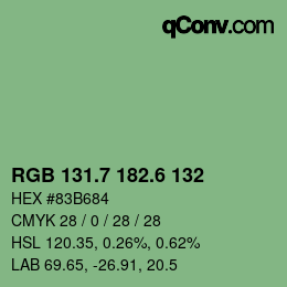カラーコード: RGB 131.7 182.6 132 | qconv.com