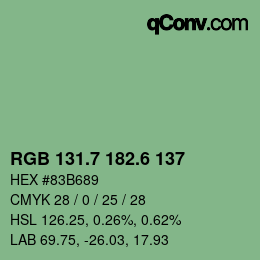カラーコード: RGB 131.7 182.6 137 | qconv.com