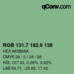 カラーコード: RGB 131.7 182.6 138 | qconv.com