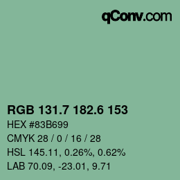 カラーコード: RGB 131.7 182.6 153 | qconv.com