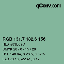 カラーコード: RGB 131.7 182.6 156 | qconv.com