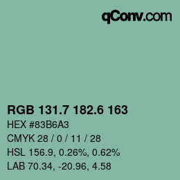 カラーコード: RGB 131.7 182.6 163 | qconv.com