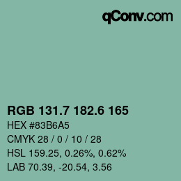 カラーコード: RGB 131.7 182.6 165 | qconv.com
