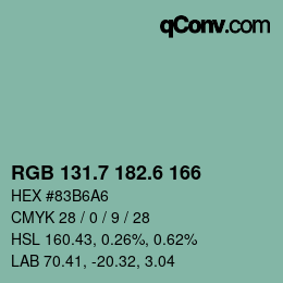 カラーコード: RGB 131.7 182.6 166 | qconv.com