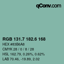 カラーコード: RGB 131.7 182.6 168 | qconv.com