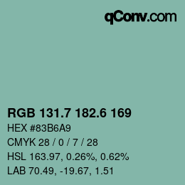 カラーコード: RGB 131.7 182.6 169 | qconv.com