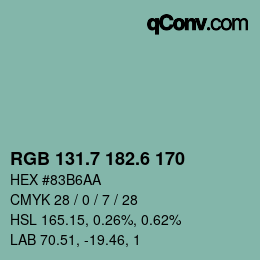 カラーコード: RGB 131.7 182.6 170 | qconv.com