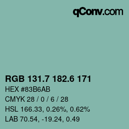 カラーコード: RGB 131.7 182.6 171 | qconv.com