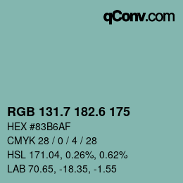 カラーコード: RGB 131.7 182.6 175 | qconv.com