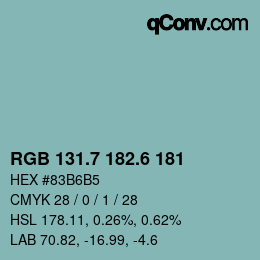 カラーコード: RGB 131.7 182.6 181 | qconv.com