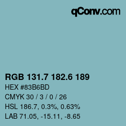 カラーコード: RGB 131.7 182.6 189 | qconv.com
