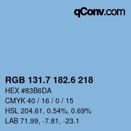 カラーコード: RGB 131.7 182.6 218 | qconv.com