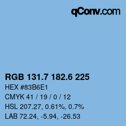 カラーコード: RGB 131.7 182.6 225 | qconv.com