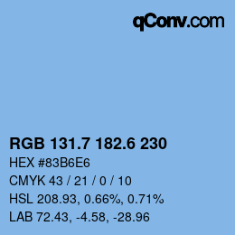 カラーコード: RGB 131.7 182.6 230 | qconv.com