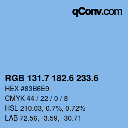 カラーコード: RGB 131.7 182.6 233.6 | qconv.com