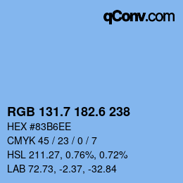 カラーコード: RGB 131.7 182.6 238 | qconv.com