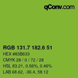 カラーコード: RGB 131.7 182.6 51 | qconv.com