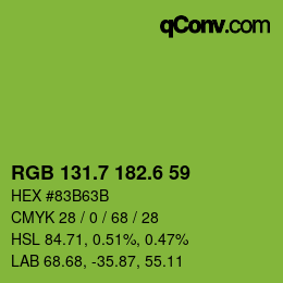 カラーコード: RGB 131.7 182.6 59 | qconv.com