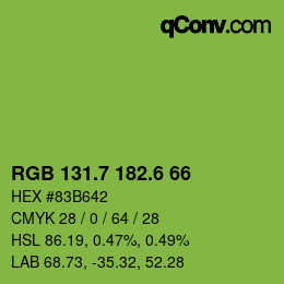 カラーコード: RGB 131.7 182.6 66 | qconv.com