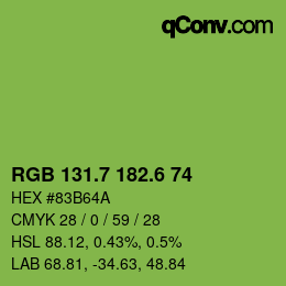 カラーコード: RGB 131.7 182.6 74 | qconv.com