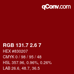 カラーコード: RGB 131.7 2.6 7 | qconv.com