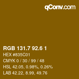 カラーコード: RGB 131.7 92.6 1 | qconv.com