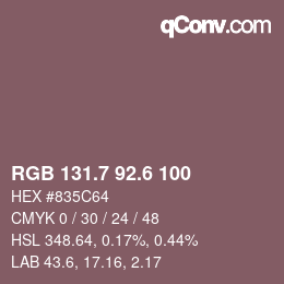 カラーコード: RGB 131.7 92.6 100 | qconv.com