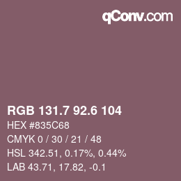カラーコード: RGB 131.7 92.6 104 | qconv.com