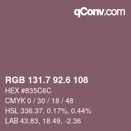 カラーコード: RGB 131.7 92.6 108 | qconv.com