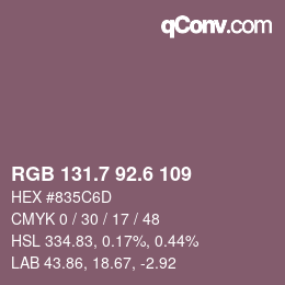 カラーコード: RGB 131.7 92.6 109 | qconv.com