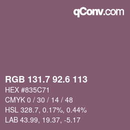 カラーコード: RGB 131.7 92.6 113 | qconv.com