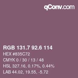 カラーコード: RGB 131.7 92.6 114 | qconv.com