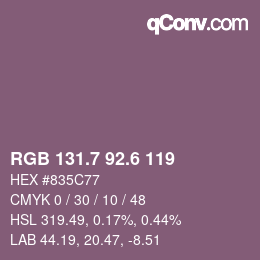 カラーコード: RGB 131.7 92.6 119 | qconv.com