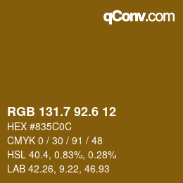 カラーコード: RGB 131.7 92.6 12 | qconv.com