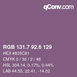 カラーコード: RGB 131.7 92.6 129 | qconv.com