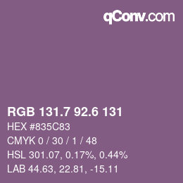 カラーコード: RGB 131.7 92.6 131 | qconv.com
