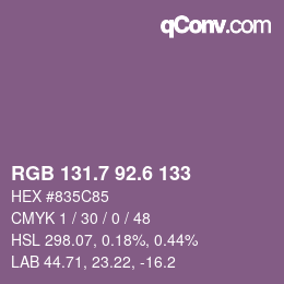 カラーコード: RGB 131.7 92.6 133 | qconv.com