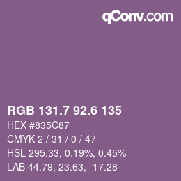 カラーコード: RGB 131.7 92.6 135 | qconv.com