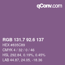 カラーコード: RGB 131.7 92.6 137 | qconv.com