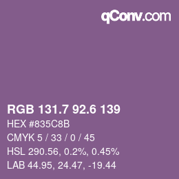 カラーコード: RGB 131.7 92.6 139 | qconv.com