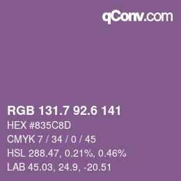 カラーコード: RGB 131.7 92.6 141 | qconv.com