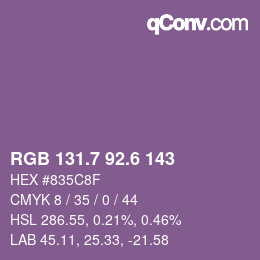 カラーコード: RGB 131.7 92.6 143 | qconv.com