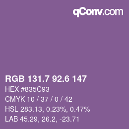 カラーコード: RGB 131.7 92.6 147 | qconv.com