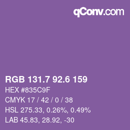 カラーコード: RGB 131.7 92.6 159 | qconv.com