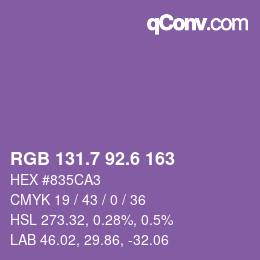 カラーコード: RGB 131.7 92.6 163 | qconv.com