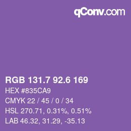 カラーコード: RGB 131.7 92.6 169 | qconv.com