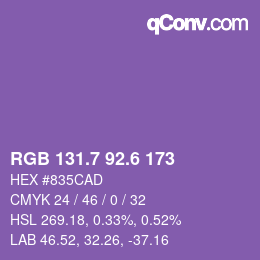 カラーコード: RGB 131.7 92.6 173 | qconv.com